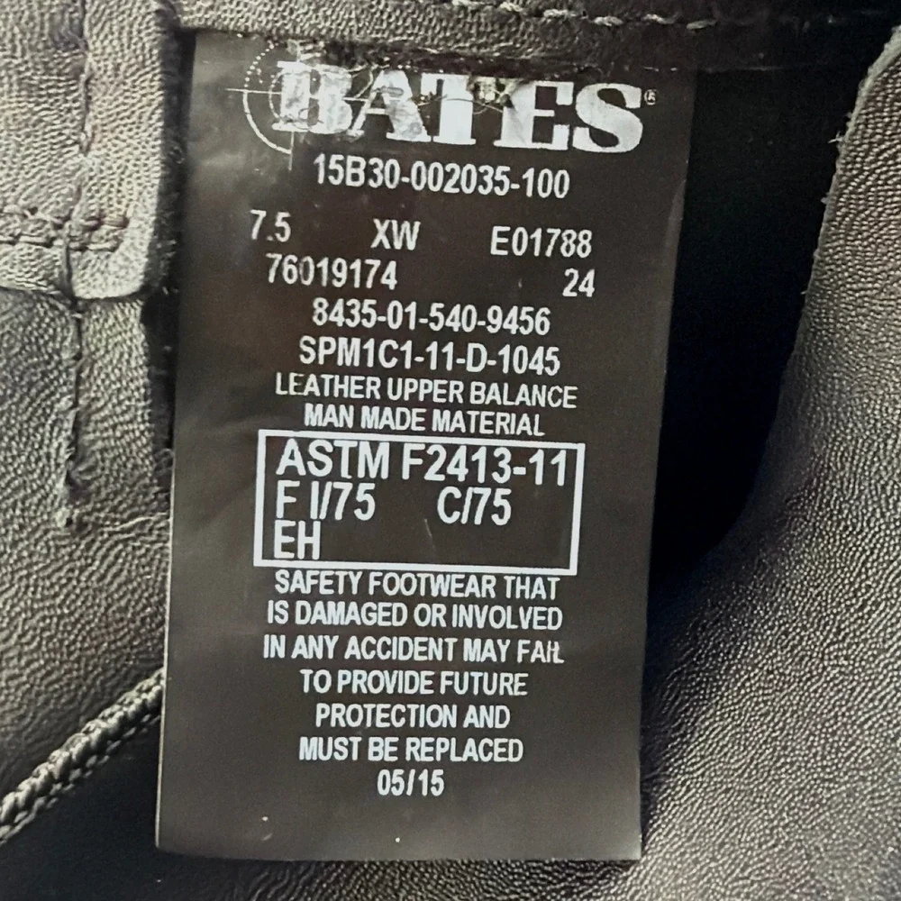 Bates Tactical Boots Mens 7.5 XW Black Excellent DuraShocks Vibram EH Safety Toe